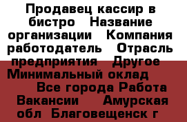 Продавец-кассир в бистро › Название организации ­ Компания-работодатель › Отрасль предприятия ­ Другое › Минимальный оклад ­ 15 000 - Все города Работа » Вакансии   . Амурская обл.,Благовещенск г.